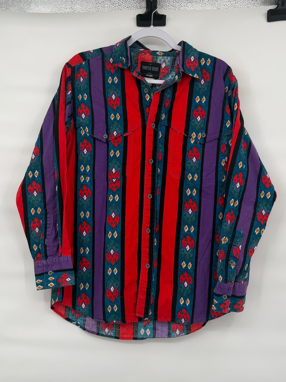 Vintage Wrangler frontier series multicolor rodeo western shirt